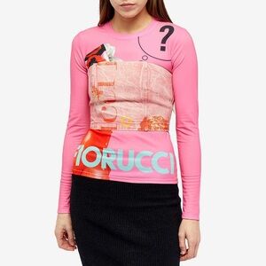Fiorucci Pink Graphic Long-Sleeve Crop Top